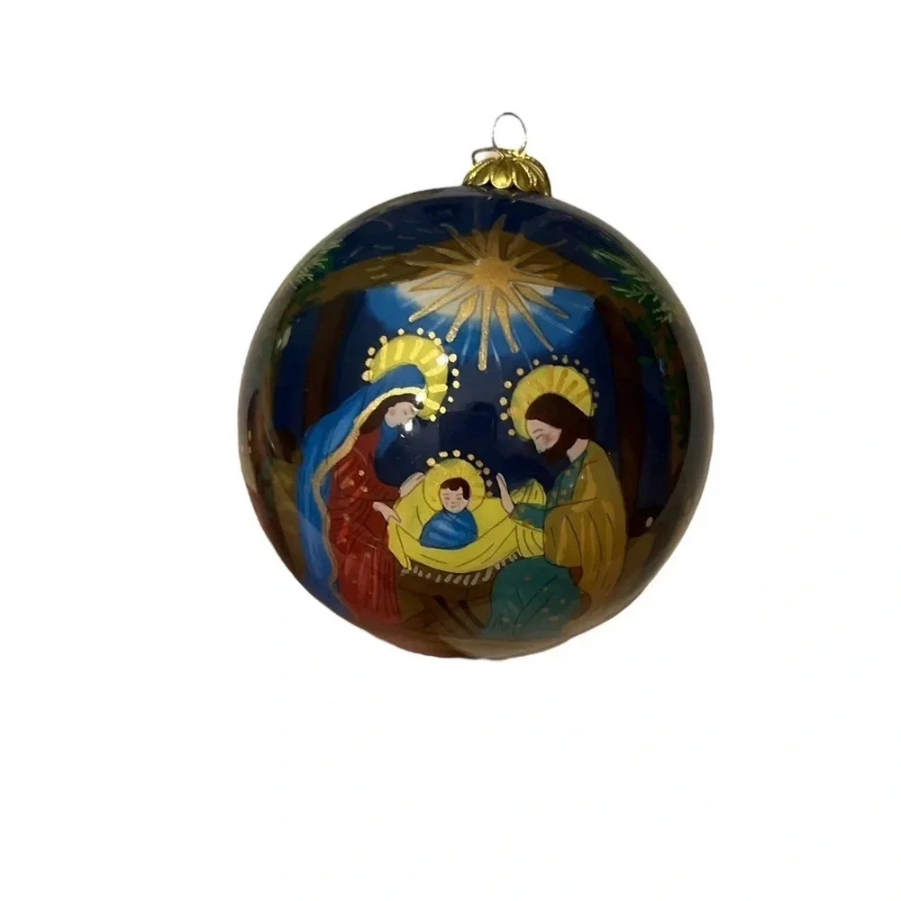 Vintage Pier 1 Li Bien Nativity Christmas Ornament Retired Hand Painted